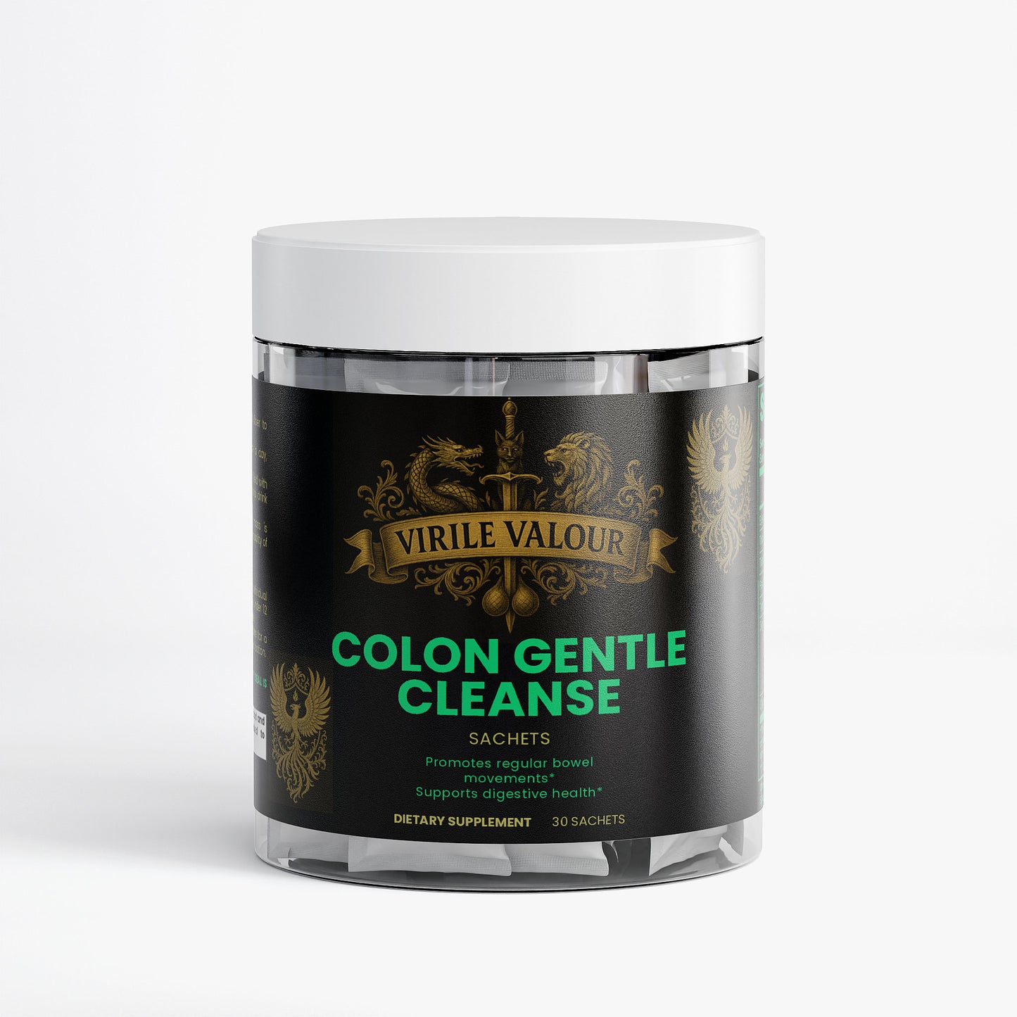 Jar of Virile Valour Colon Gentle Cleanse on a white background