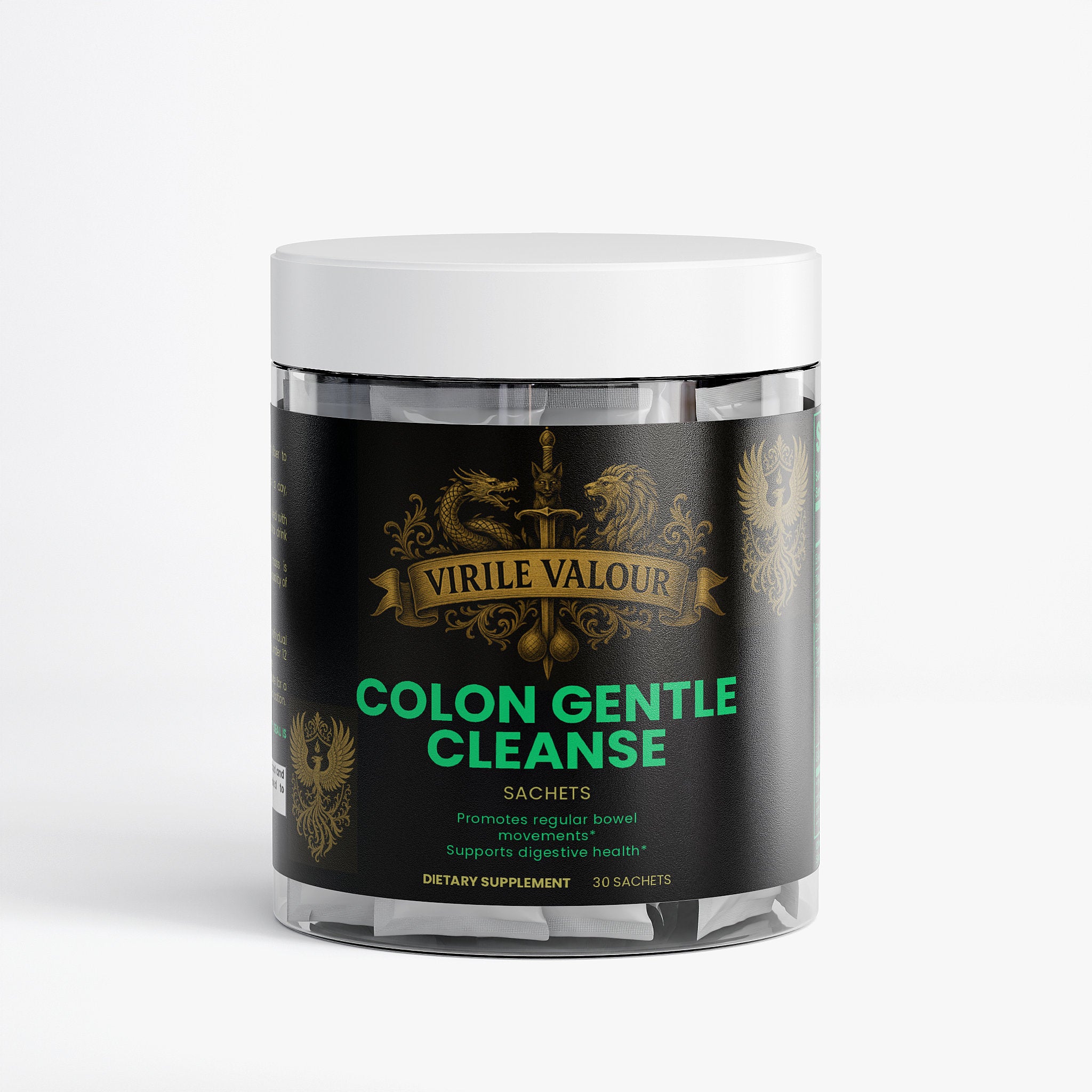 Jar of Virile Valour Colon Gentle Cleanse on a white background