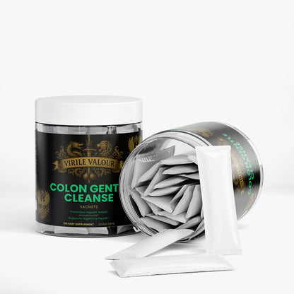 Virile Valour Colon Gent Cleanse product with open container on a white background