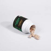 Virile Valour Chaga Mushroom For Men supplement bottle with pills spilling out on a white background