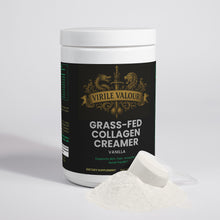 Container of Virile Valour Grass-Fed Collagen Creamer on a white background