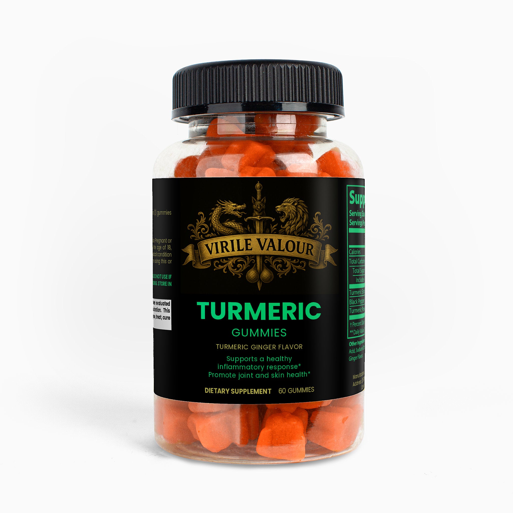 Jar of Virile Valour Turmeric Gummies on a white background