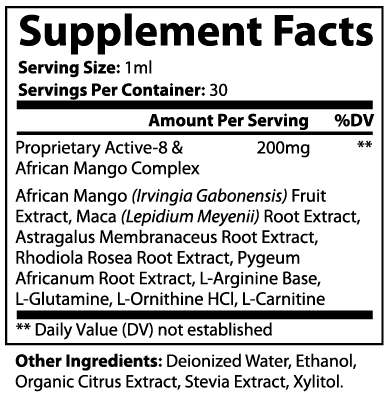Virlie Valour Diet Drops Supplement facts label with detailed ingredient list on a white background